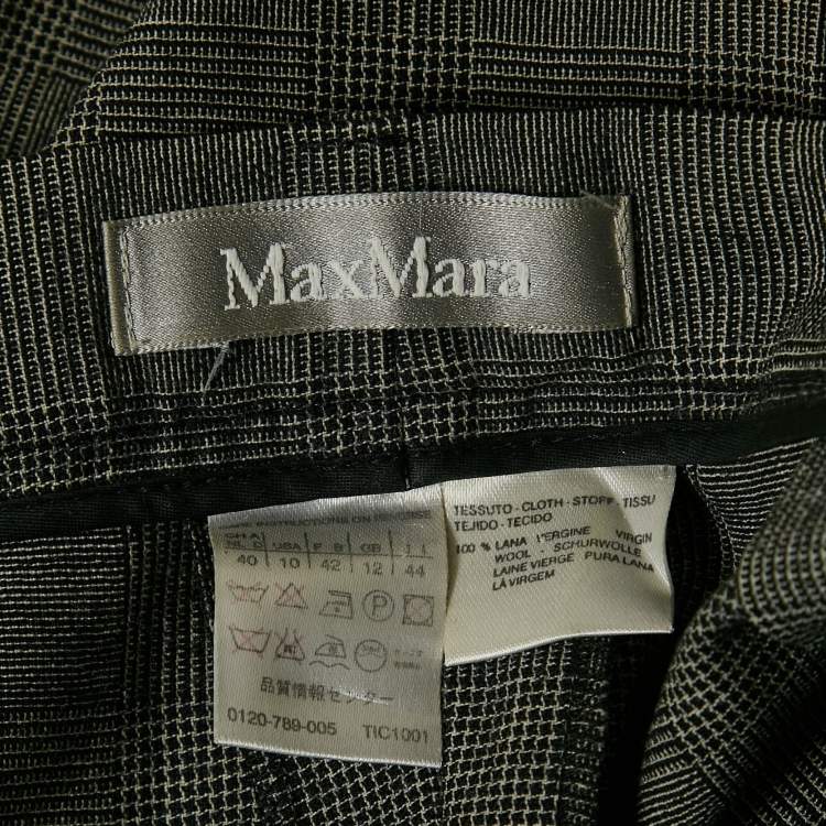 Pre Owned Max Mara Grey Plaid Wool Single Breasted Pants Suit M