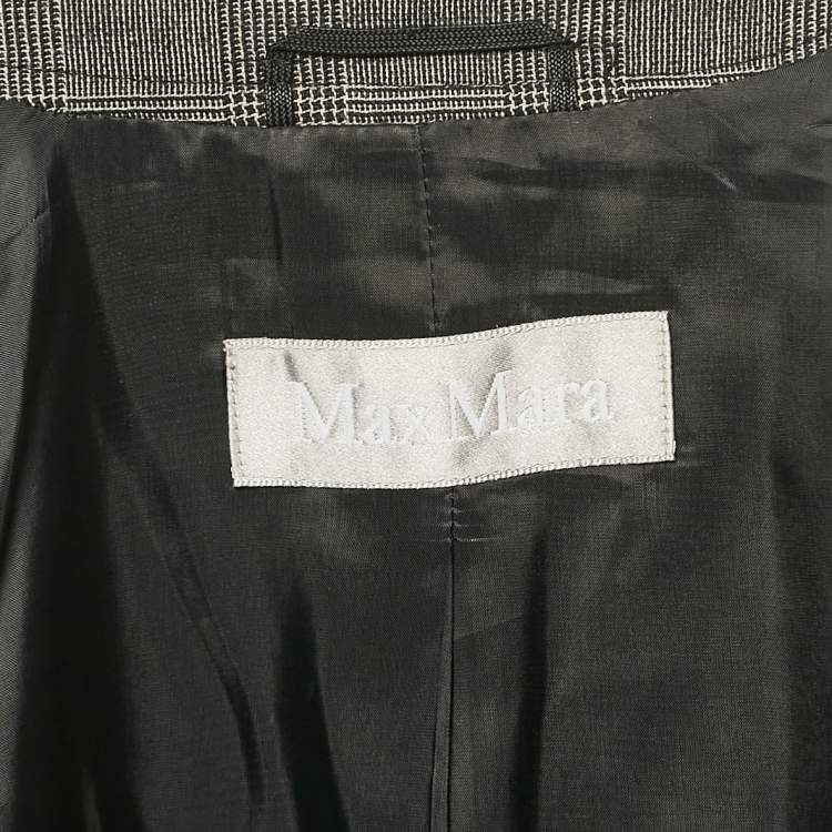 Pre Owned Max Mara Grey Plaid Wool Single Breasted Pants Suit M