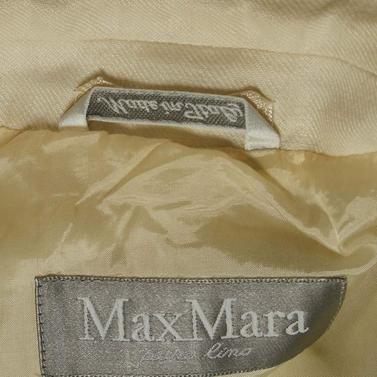 Pre Owned Max Mara Off-White Linen Skirt Suit M
