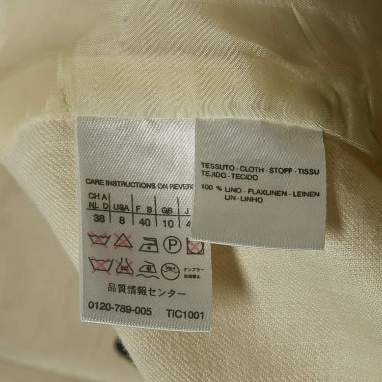 Pre Owned Max Mara Off-White Linen Skirt Suit M