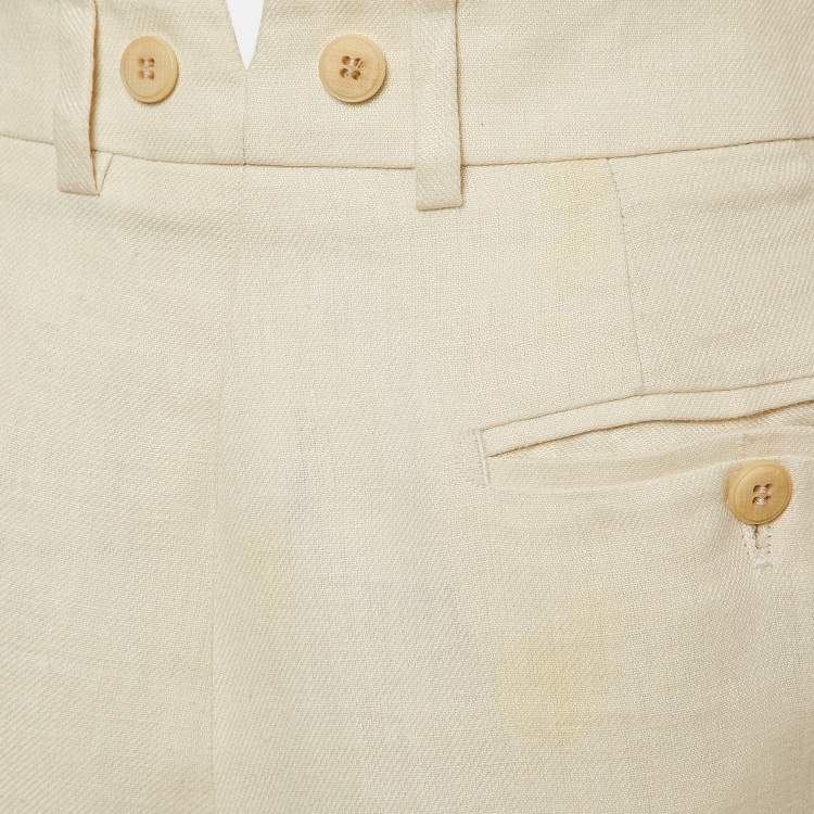 Pre Owned Max Mara Cream Linen Single Breasted Pantsuit M
