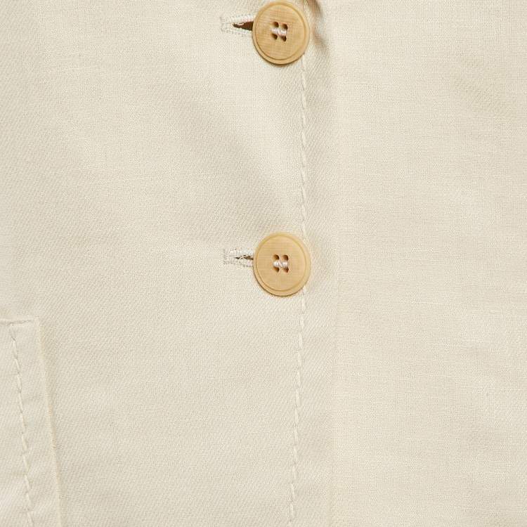 Pre Owned Max Mara Cream Linen Single Breasted Pantsuit M
