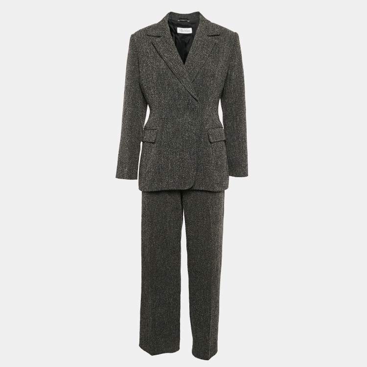 Pre Owned Max Mara Black Wool Blend Pants Suit M