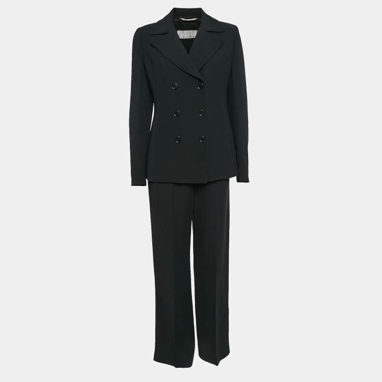 Pre Owned Max Mara Black Crepe Tailored Pants Suit M