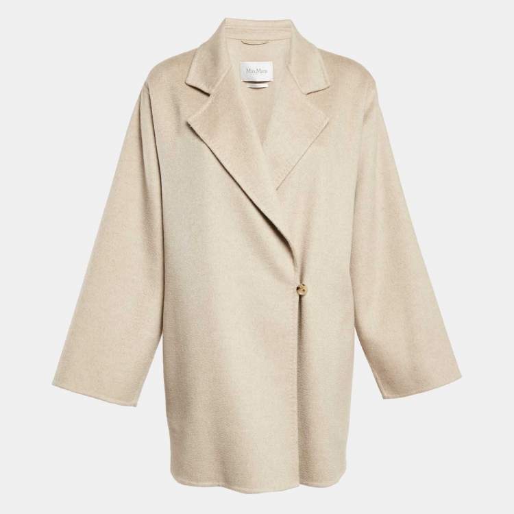 Pre Owned Max Mara Beige Cashmere Felt Kassel Short Coat S