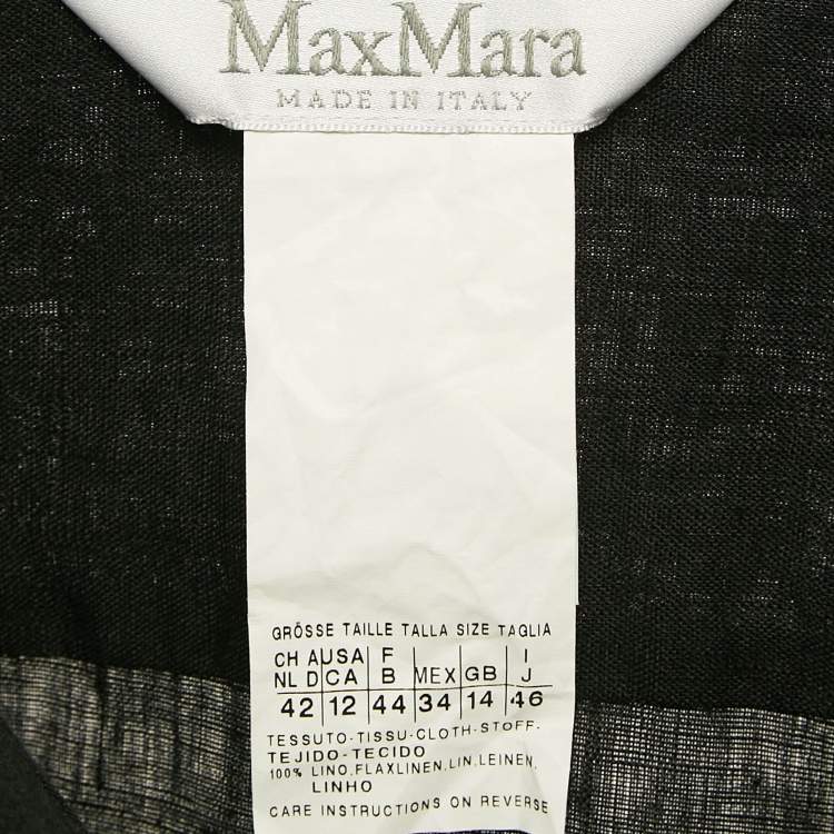 Pre Owned Max Mara Black Linen Long Sleeve Tunic Shirt L
