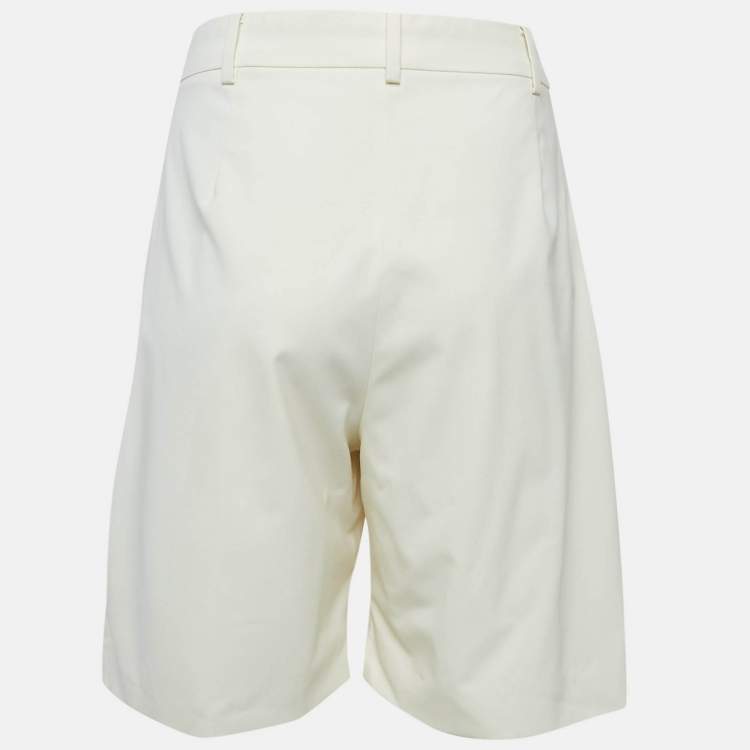 Pre Owned Max Mara Cream Crepe Pleated Shorts L