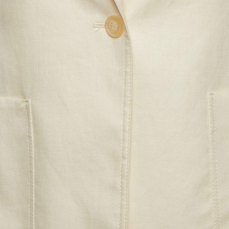 Pre Owned Max Mara Cream Linen Single Breasted Blazer S