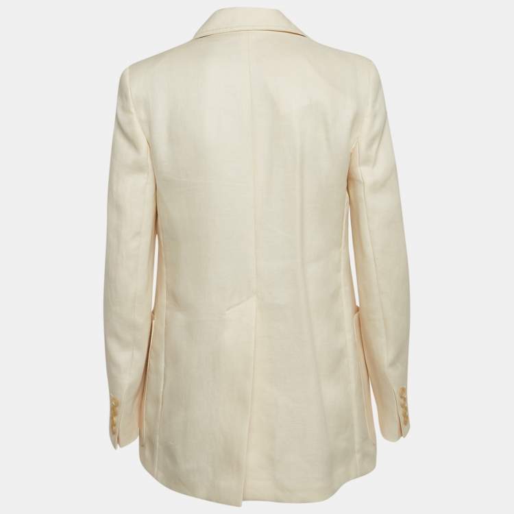 Pre Owned Max Mara Cream Linen Single Breasted Blazer S