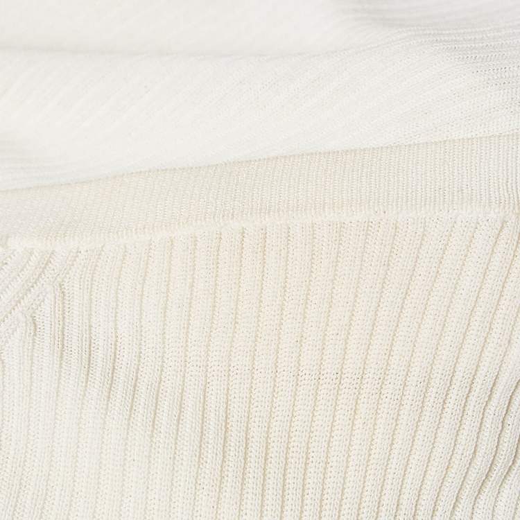 Pre Owned Max Mara White Rib Knit Boat Neck Top XXL