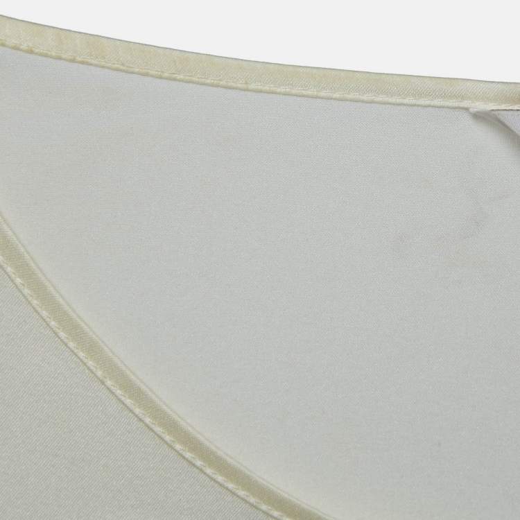 Pre Owned Max Mara Leisure Cream Satin Silk Long Sleeve Blouse XL