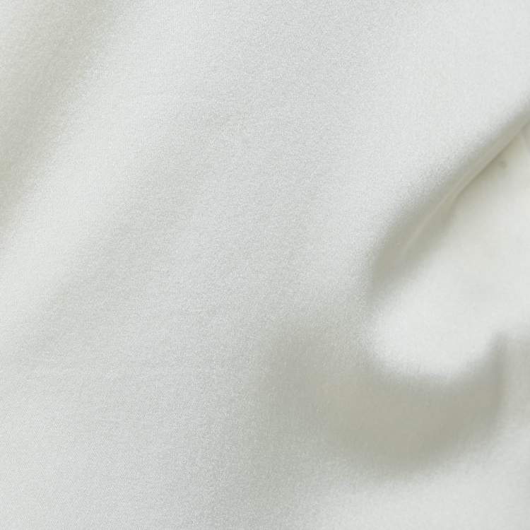 Pre Owned Max Mara Leisure Cream Satin Silk Long Sleeve Blouse XL