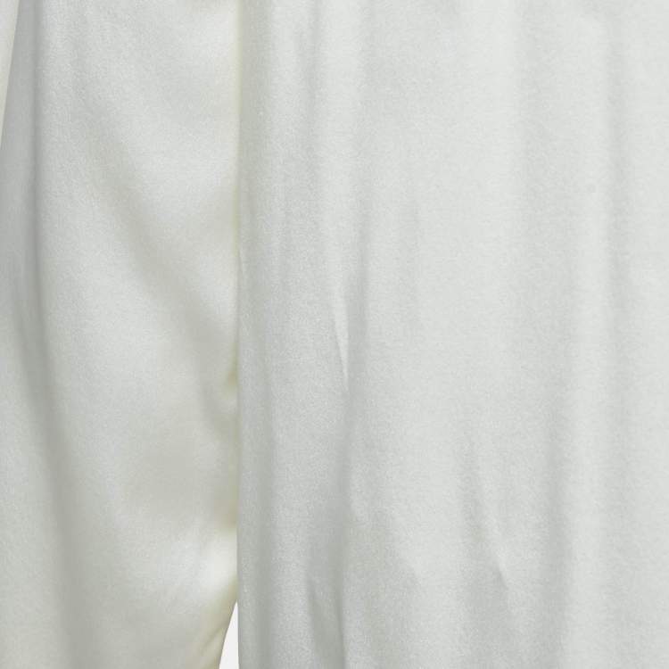 Pre Owned Max Mara Leisure Cream Satin Silk Long Sleeve Blouse XL
