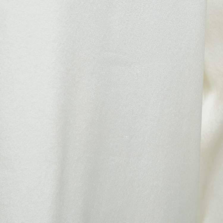 Pre Owned Max Mara Leisure Cream Satin Silk Long Sleeve Blouse XL