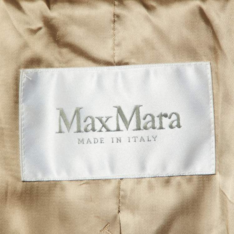 Pre Owned Max Mara Brown Camel Wool Fringed Wrap Coat S