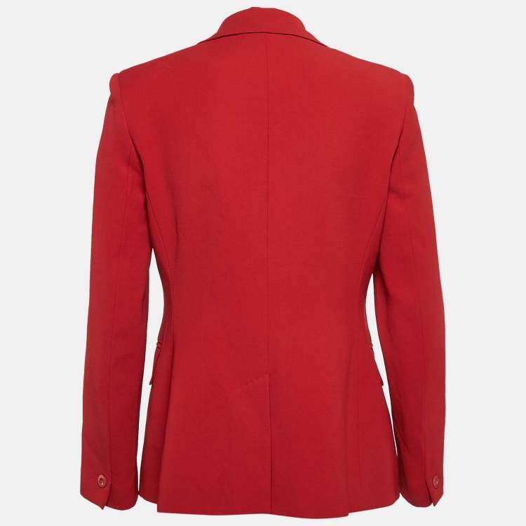 Pre Owned Max Mara Studio Red Virgin Wool Single Breasted Blazer M