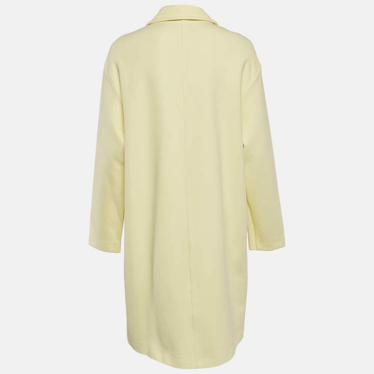 Pre Owned Max Mara Yellow Gabardine Single Breasted Long Coat M