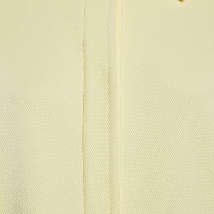 Pre Owned Max Mara Yellow Gabardine Single Breasted Long Coat M