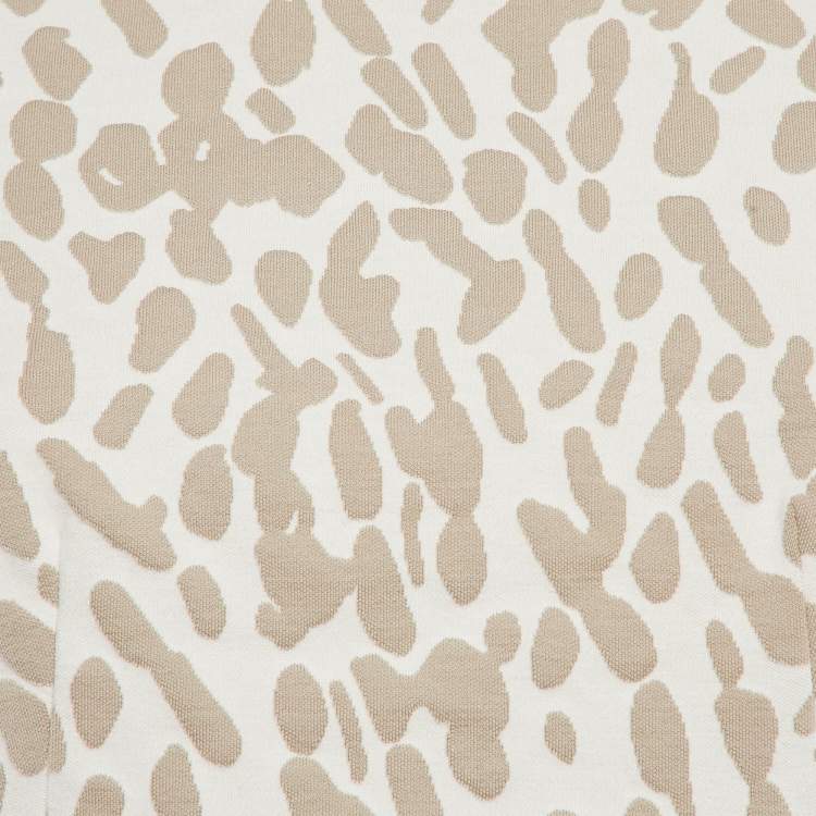 Pre Owned Max Mara Ivory/Beige Jacquard Knit Cap Sleeve Short Dress M