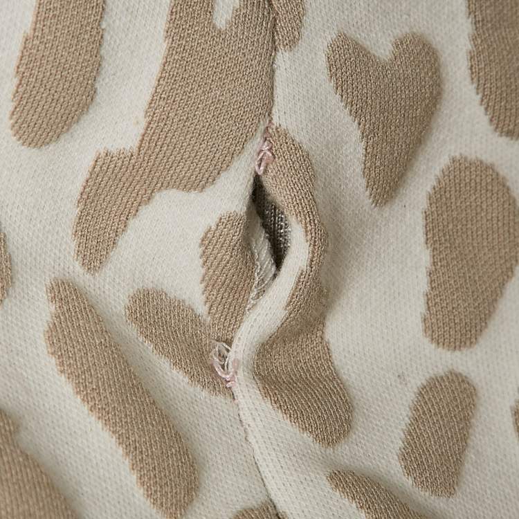Pre Owned Max Mara Ivory/Beige Jacquard Knit Cap Sleeve Short Dress M