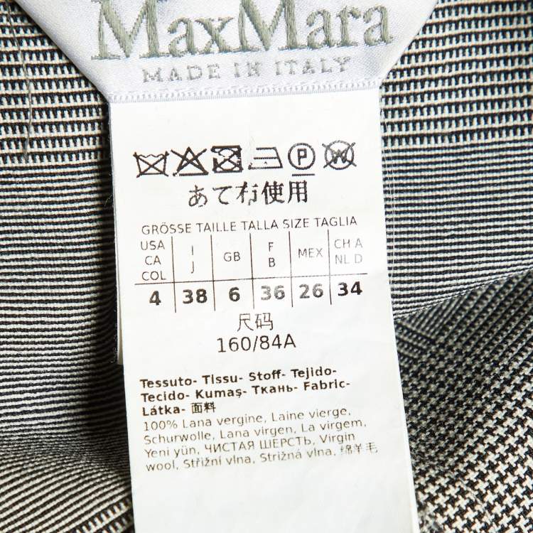 Pre Owned Max Mara Grey Check Virgin Wool Belted Jumpsuit S