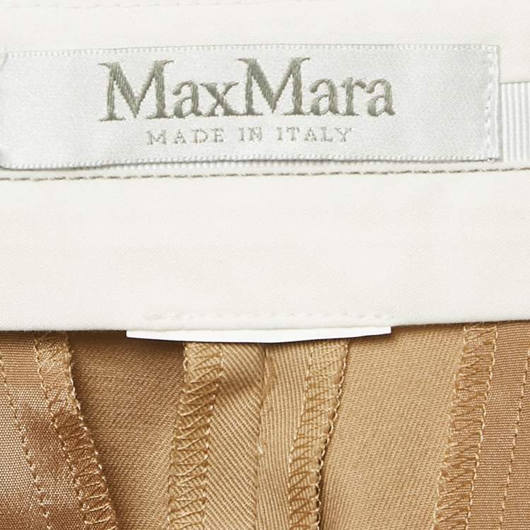 Pre Owned Max Mara Beige Gabardine Pintuck Detail Pants S