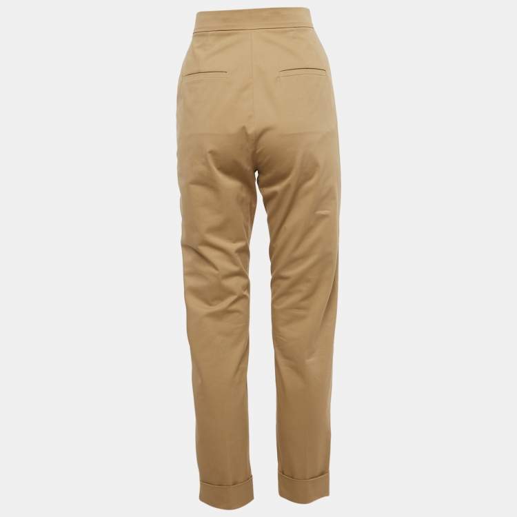 Pre Owned Max Mara Beige Gabardine Pintuck Detail Pants S