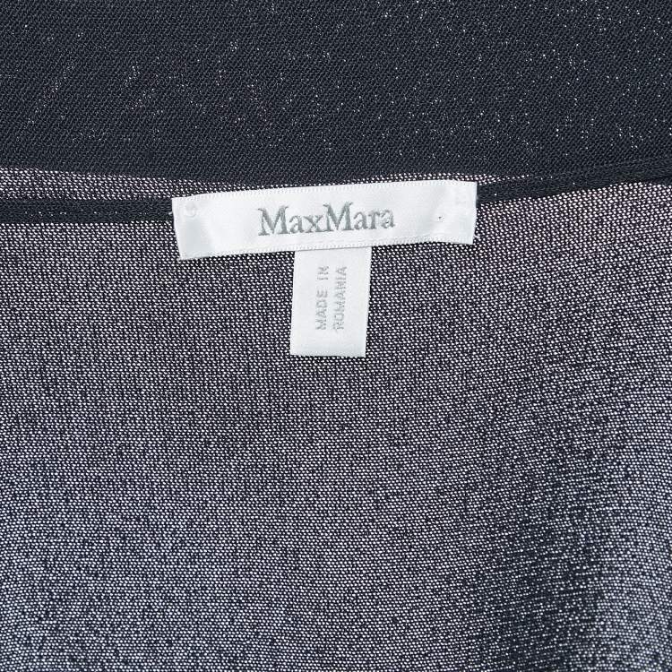 Pre Owned Max Mara Navy Blue Stretch Knit Long Open Front Cardigan XL