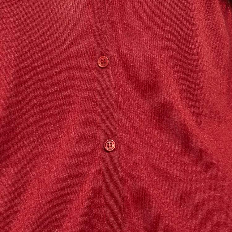 Pre Owned Max Mara Red Silk Blend Button Front Cardigan L