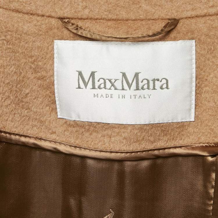 Pre Owned Max Mara Brown Felt Button Front Belted Coat L