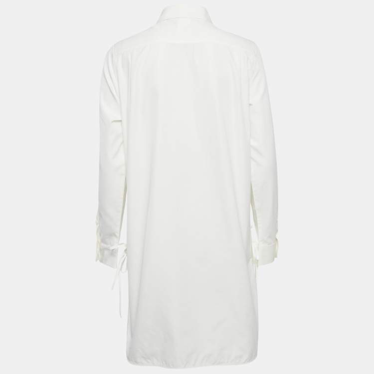 Pre Owned Max Mara White Cotton Lace-Up Shirt Dress S