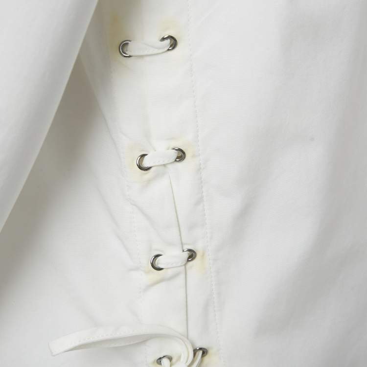 Pre Owned Max Mara White Cotton Lace-Up Shirt Dress S