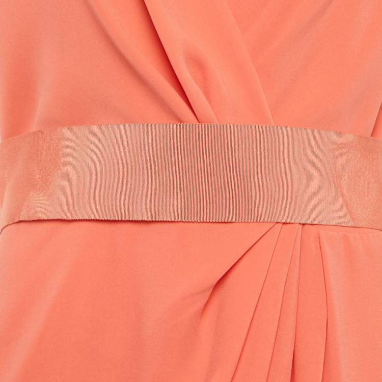 Pre Owned Max Mara Orange Crepe Belted Short Dress L