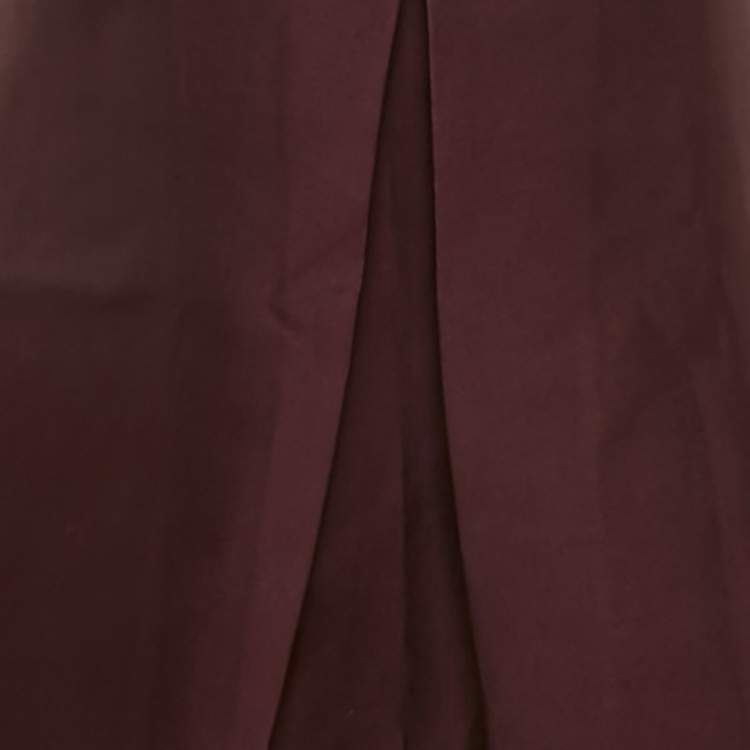 Pre Owned Max Mara Burgundy Silk Blend Midi Skirt M