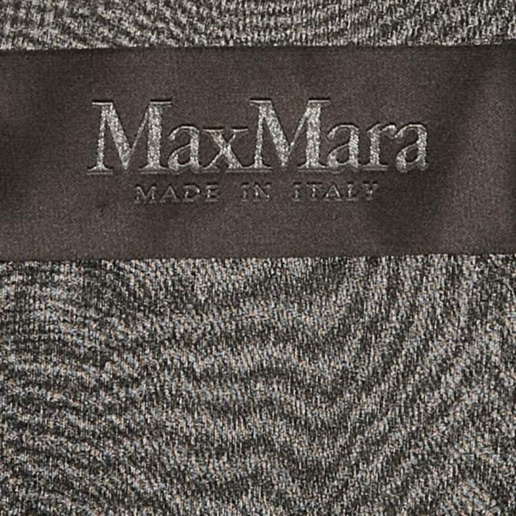 Pre Owned Max Mara Black Tweed and Silk Draped V-Neck Short Dress M