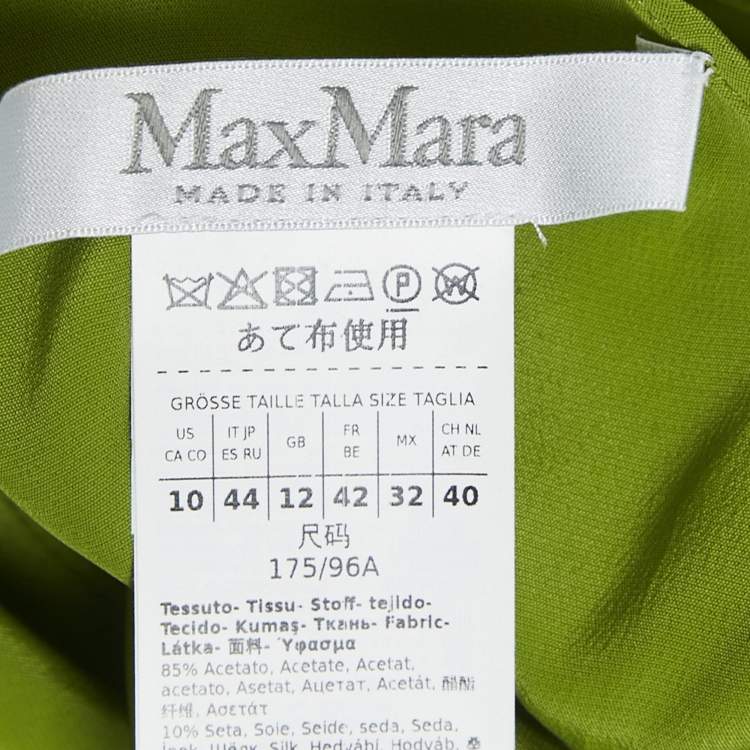 Pre Owned Max Mara Green/Multicolor Printed Crepe Pleated Midi Dress M