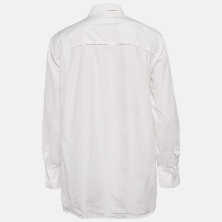 Pre Owned Max Mara White Cotton Long Sleeve Shirt M
