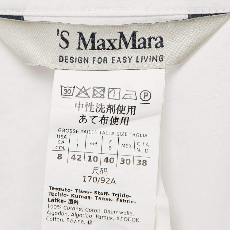 Pre Owned Max Mara White Cotton Long Sleeve Shirt M
