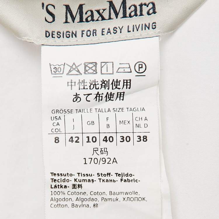 Pre Owned Max Mara White Cotton Long Sleeve Shirt M