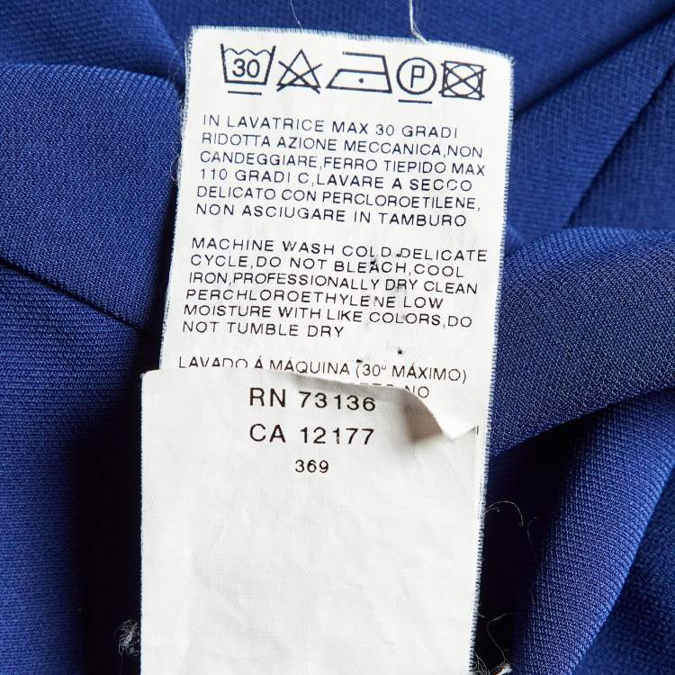 Pre Owned Max Mara Blue Crepe Tie-Up Detail Midi Dress M