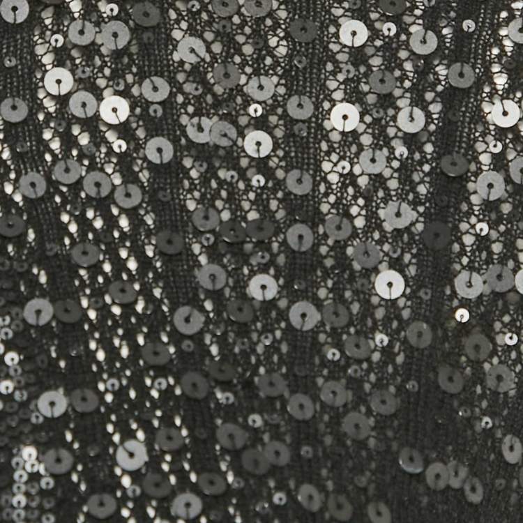 Pre Owned Max Mara Black Sequin Knit Cardigan S