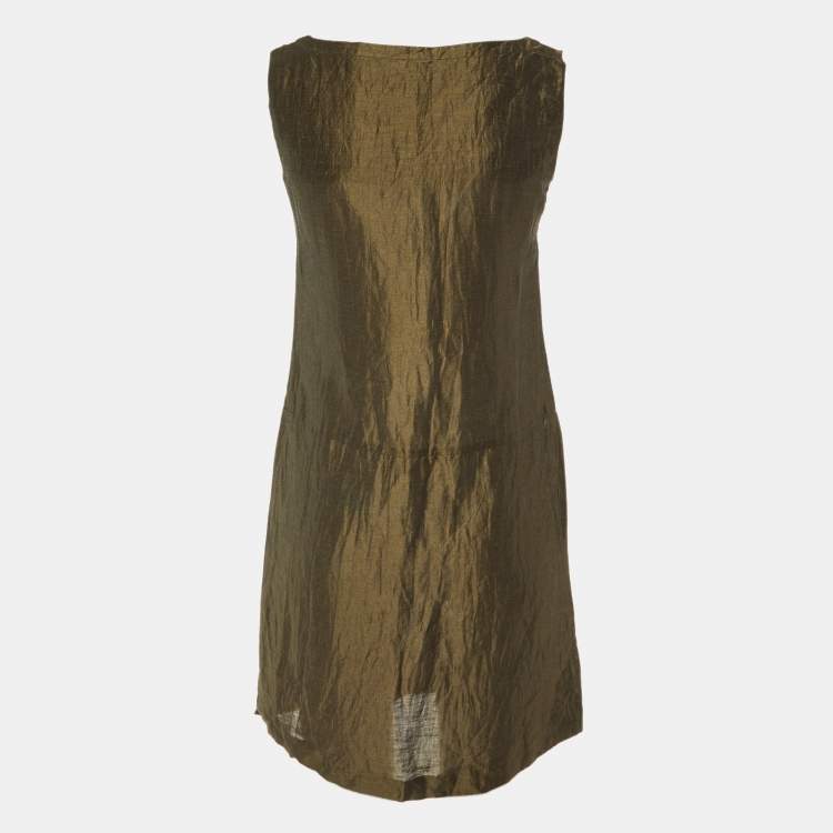 Pre Owned Max Mara Green Linen & Silk Sleeveless Dress XS