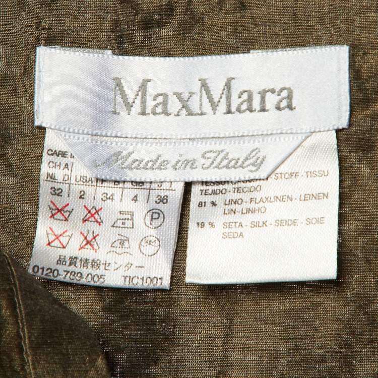 Pre Owned Max Mara Green Linen & Silk Sleeveless Dress XS