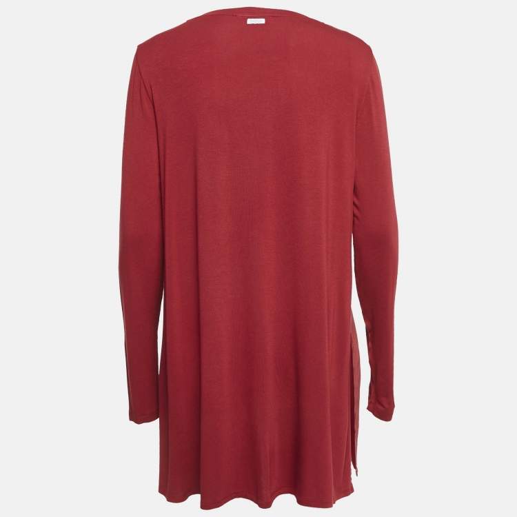Pre Owned Max Mara Red Jersey and Crepe Tunic Top M