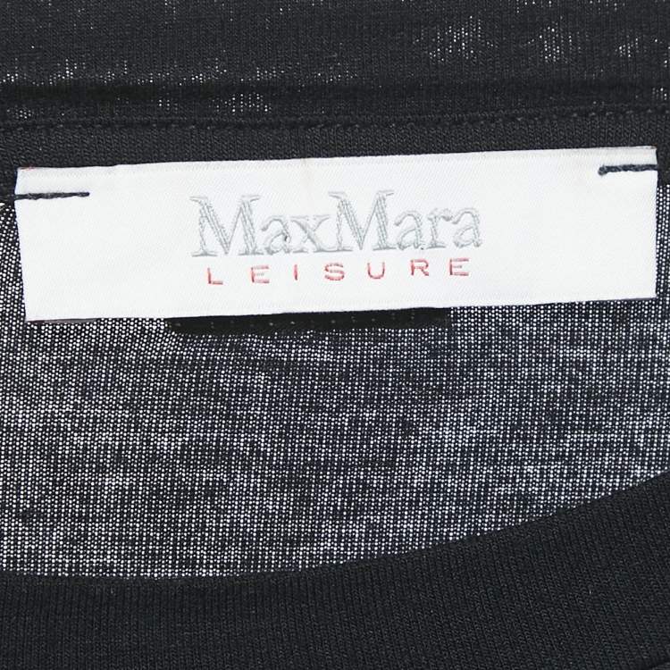 Pre Owned Max Mara Leisure Jersey and Silk Black Tunic Top S