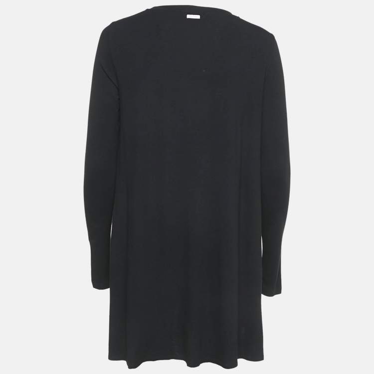 Pre Owned Max Mara Leisure Jersey and Silk Black Tunic Top S