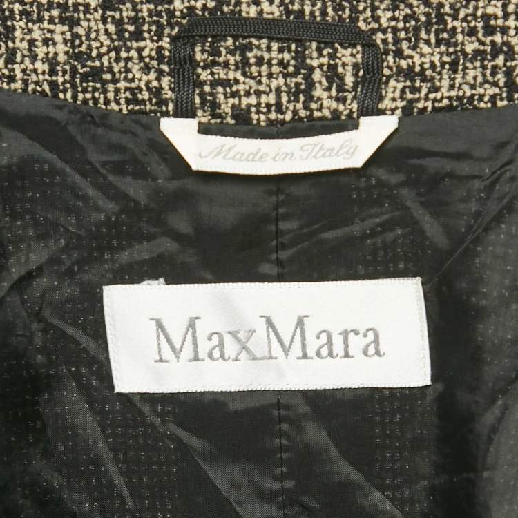 Pre Owned Max Mara Grey Tweed Single Breasted Blazer L