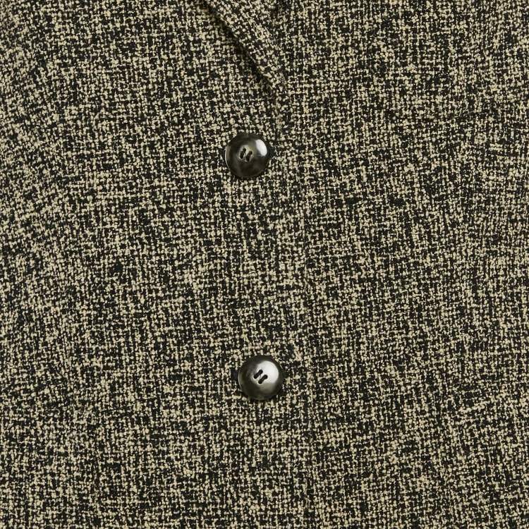 Pre Owned Max Mara Grey Tweed Single Breasted Blazer L