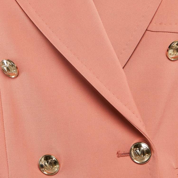 Pre Owned Max Mara Pink Wool Double Breasted Blazer and Shorts Set S