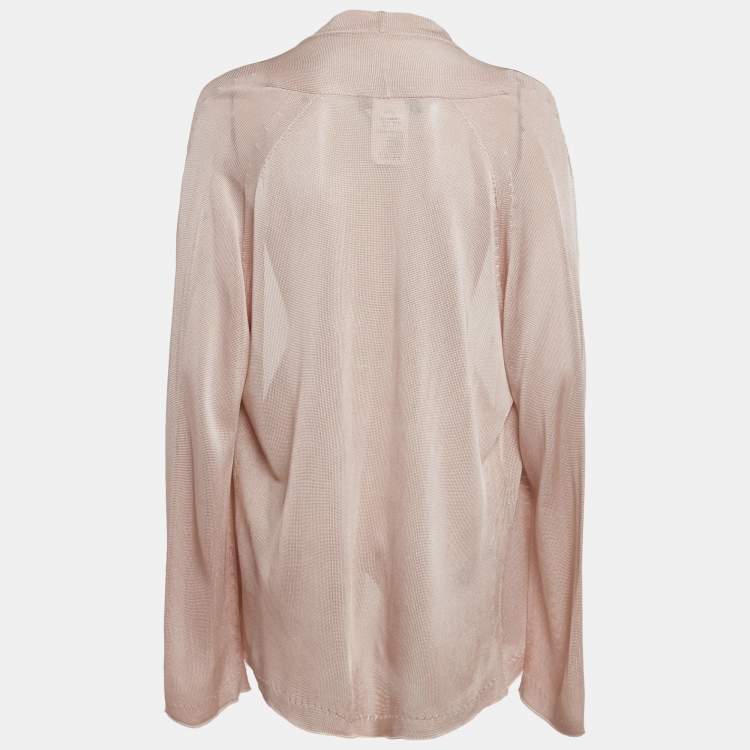 Pre Owned Max Mara Pink Knit Open Front Cardigan XL